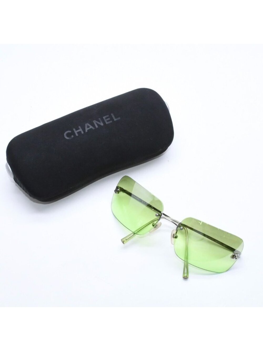 Chanel Rimless Sunglasses Eyewear CC Logo Green